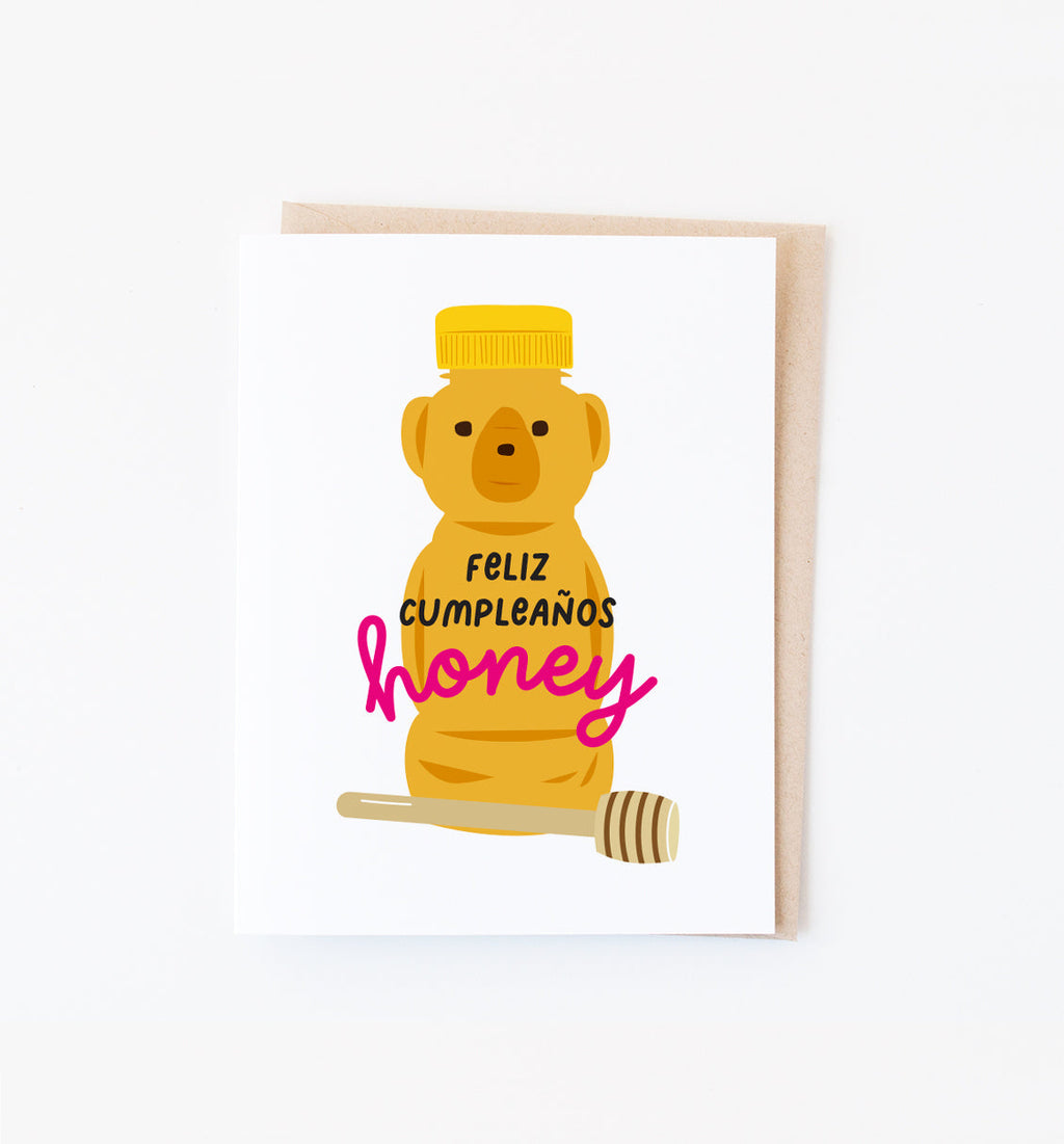 Honey Bear Spanish birthday greeting card