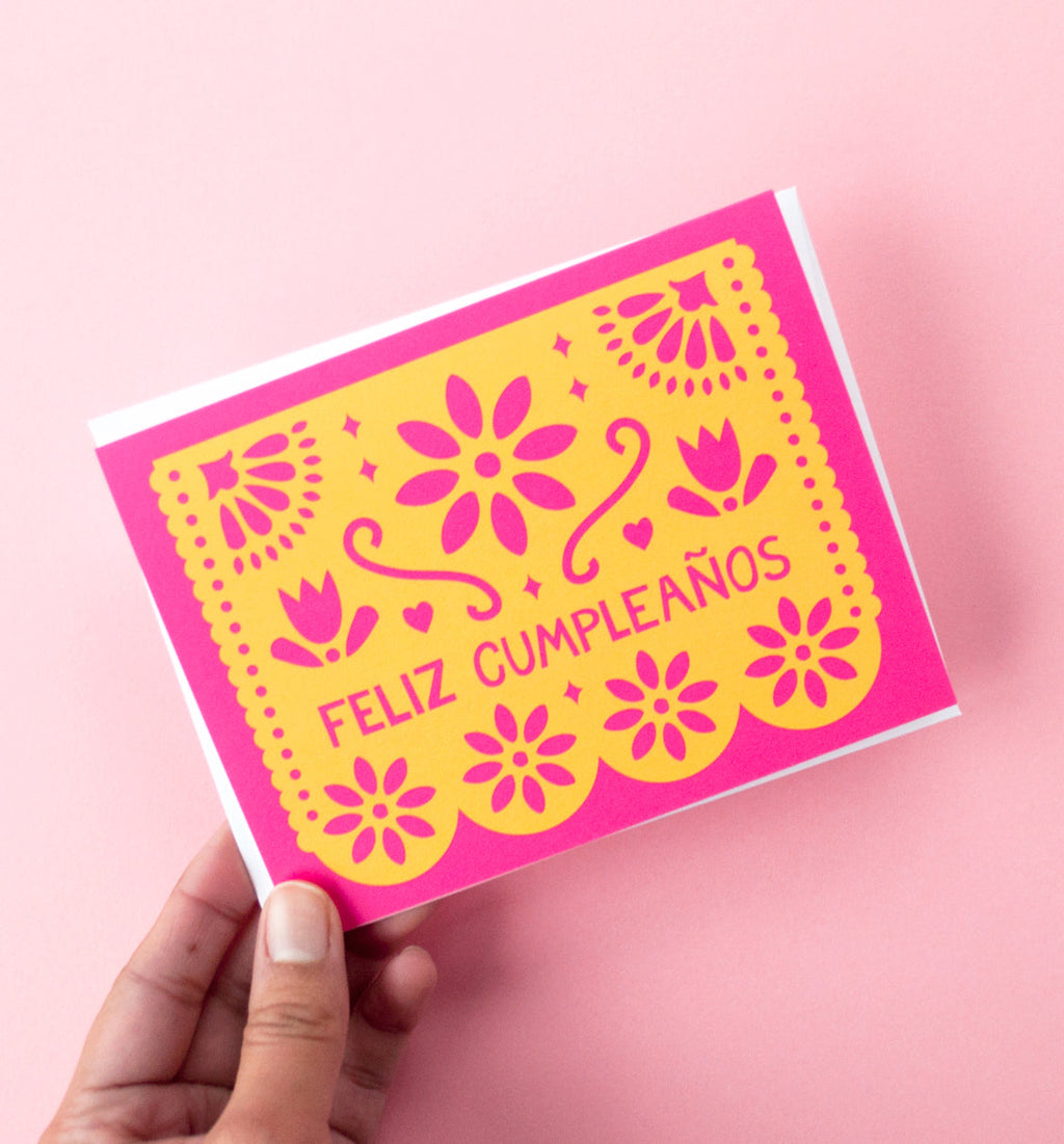 Papel Picado Cumpleaños Spanish birthday card