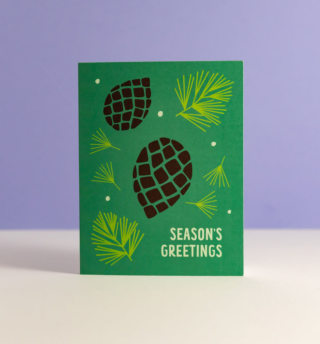 Pinecone Greetings holiday card